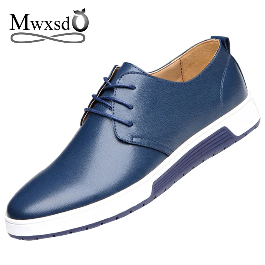 

Mwxsd brand casual mens flat shoes men leather flats fashion male Loafers Comfortable Leather Flat Shoes Big Size 47 48