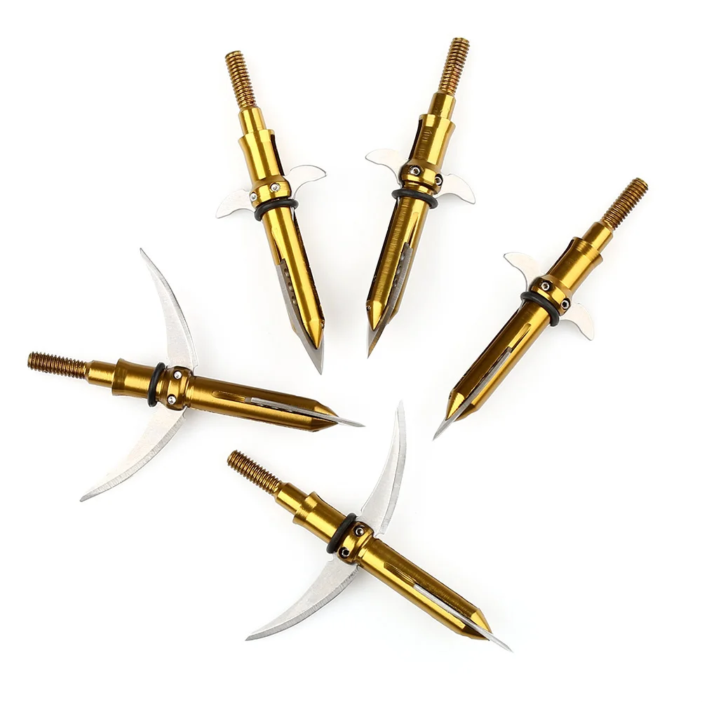 

10pcs 2 Blade Expandable Arrowhead 100 Grain Golden Archery Arrow Heads Points Hunting