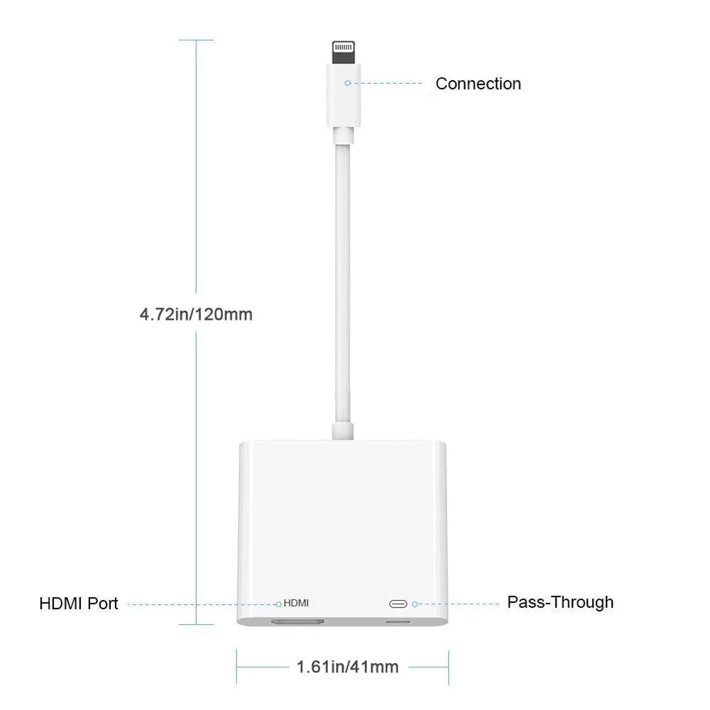 Освещение цифровой av-hdmi адаптер с зарядным портом для HDTV монитора проектора 1080P для iPhone iPad iPod