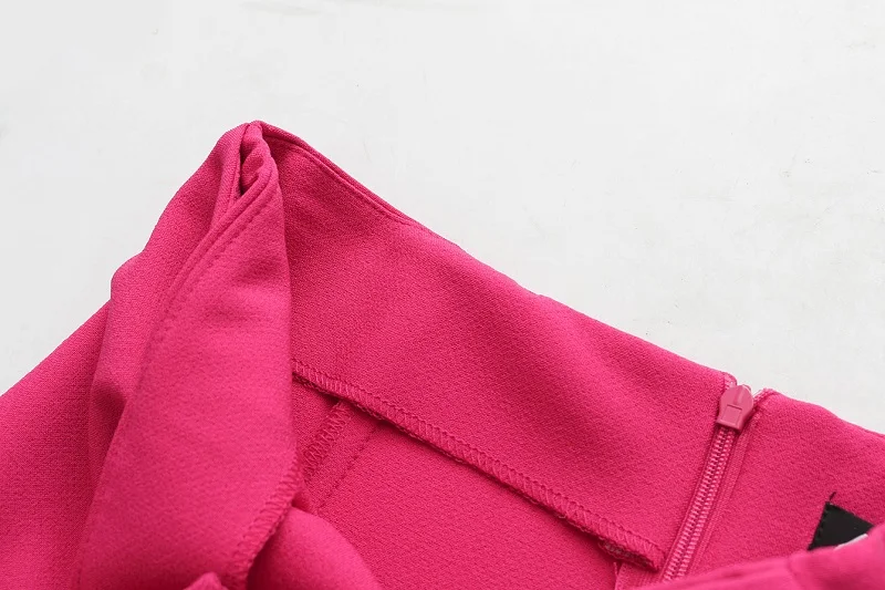 Англия Стиль Розовый Красный прямая юбка пояс пересечение женские элегантные юбки до колена до середины икры повседневные Однотонная юбка