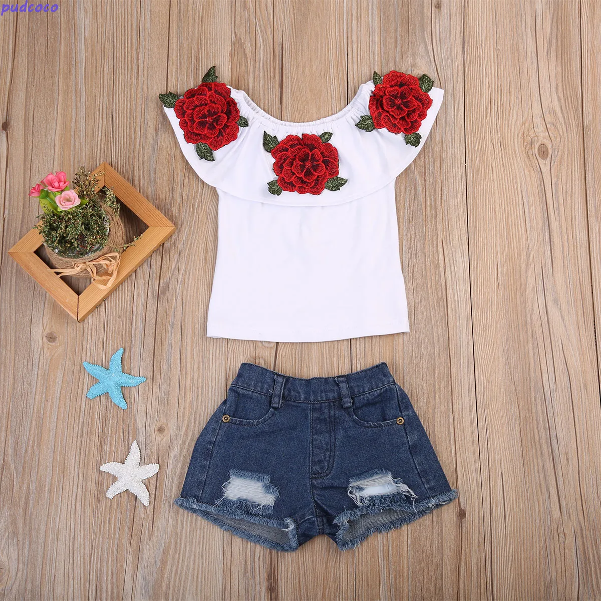 2Pcs Cute Toddler Clothing Sets Summer Fashion Baby Kids Girls Flower