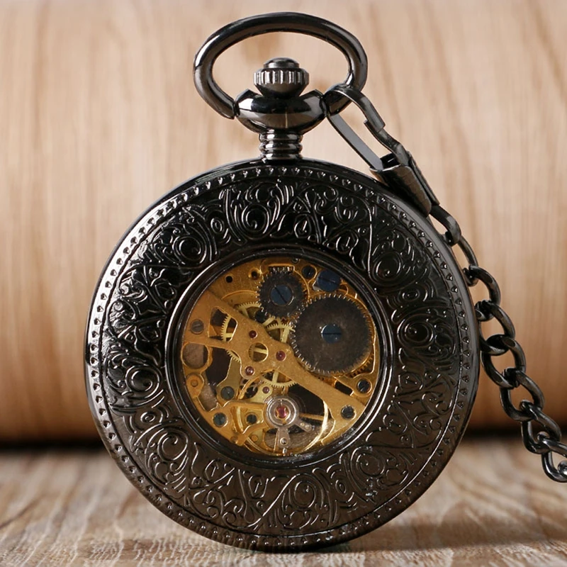 Классические Fobs часы бег Поезд Локомотив деловые часы для женщин римские цифры механический ручной взвод карманные часы для мужчин подарки