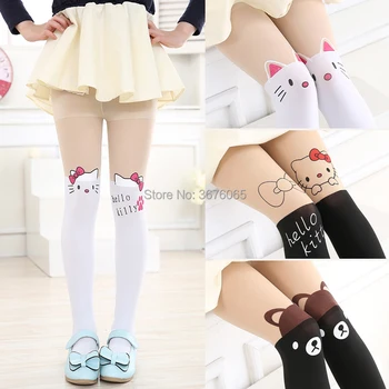 

Children Baby Kids Girls Cartoon Design tights cute Velvet pantyhose hello kitty Knee lovely tattoo dance tights girls stocking