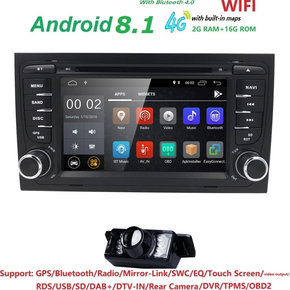 Clearance 7" Touch Screen Car DVD GPS for Audi A4 Android 8.1( 2002-2008) year with Wifi 4G GPS Bluetooth Radio RDS USB SD Free CAM Map BT 0 Clearance 7" Touch Screen Car DVD GPS for Audi A4 Android 8.1( 2002-2008) year with Wifi 4G GPS Bluetooth Radio RDS USB SD Free CAM Map BT 0