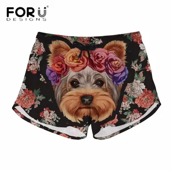 

FORUDESIGNS Cute Yorkshire Terrier Print Woman Shorts Summer Fashion Short Pants Women Breathable Fitness High Waist Lady Short