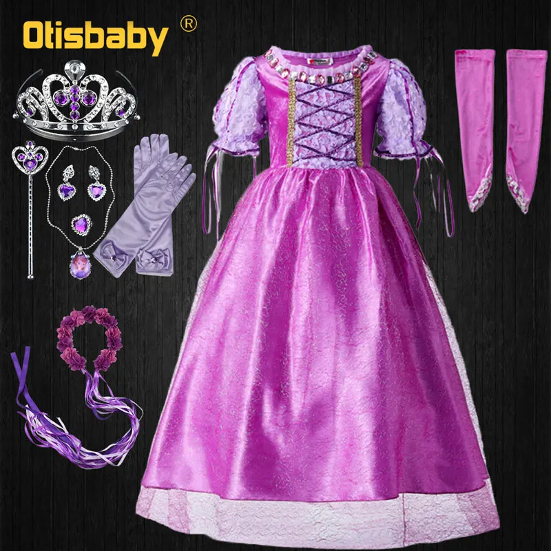 

2018 Girls Rapunzel Cosplay Costume for Party Dresses Childrens Fancy Dress Teenagers Sofia Dress Birthday Classic Long Gowns