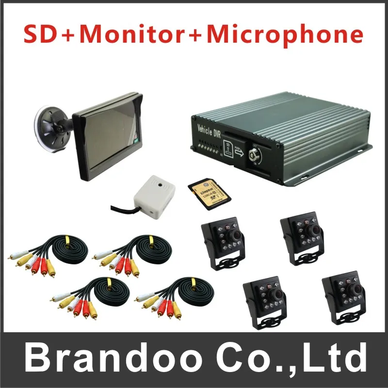 4CH font b CAR b font DVR Kit With SD Card 4 Pieces IR font b
