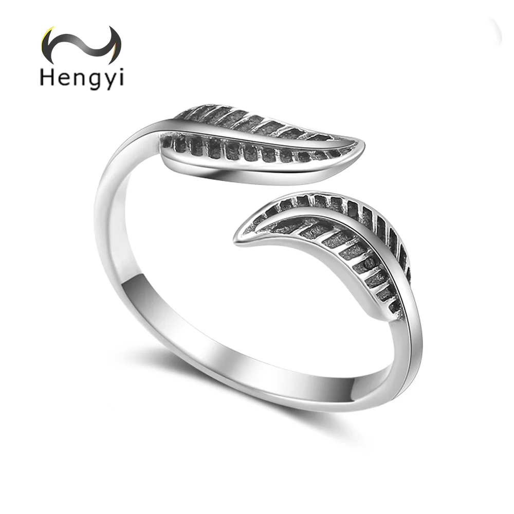 hengyi Plant Leave Resizable Ring for Women 925 Sterling Silver for Women Trendy Classic Style Party Brand Fashion Jewelry Fine Jewelry