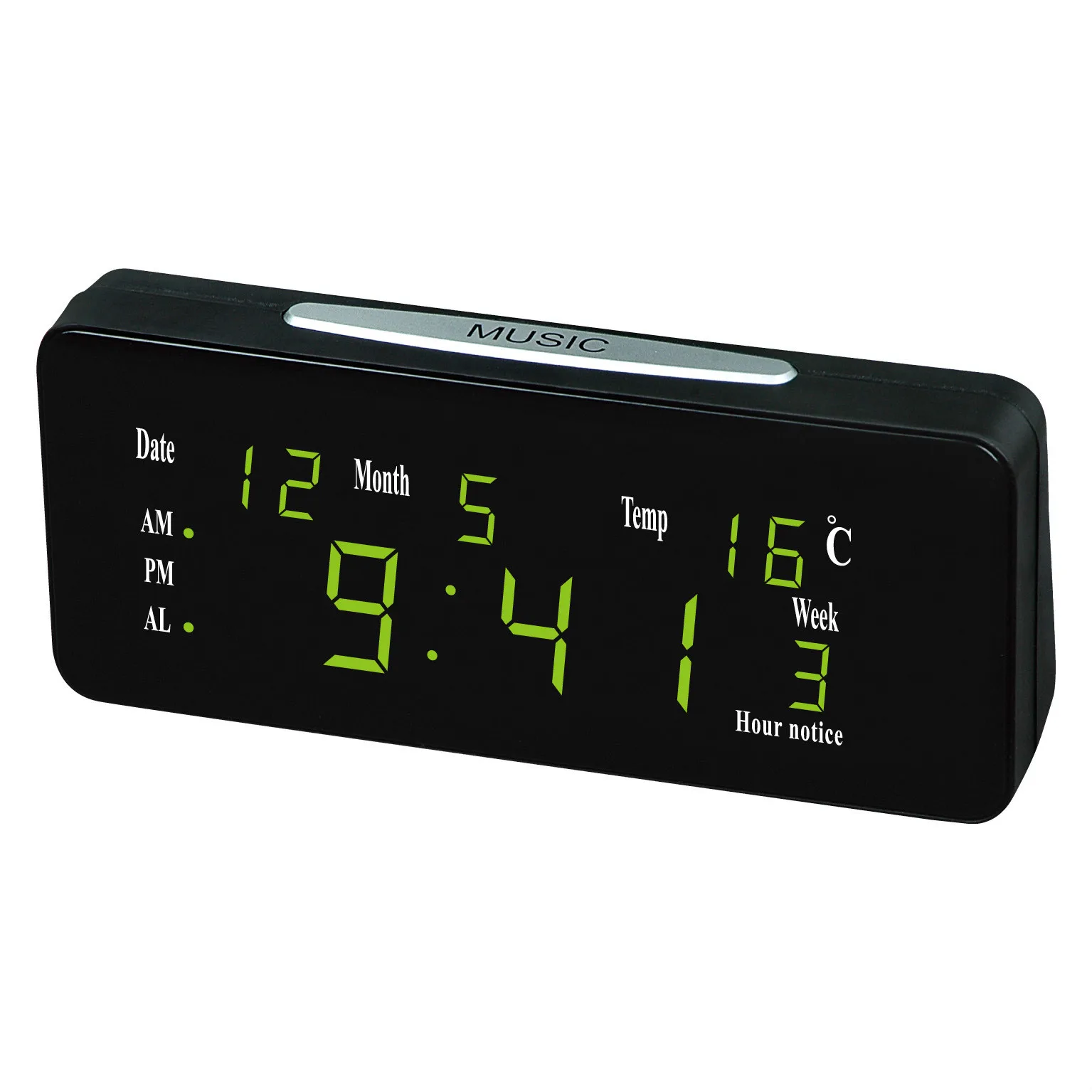 

Digital Display Time and Date Temperature Alarm Clock LED with Point Timekeeping Function Electronic Power Supply Light