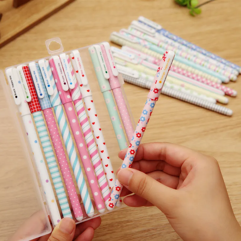 10PCS/box Kawaii Fresh Style Gel Pen Refills Is Blue Ink And Black Ink