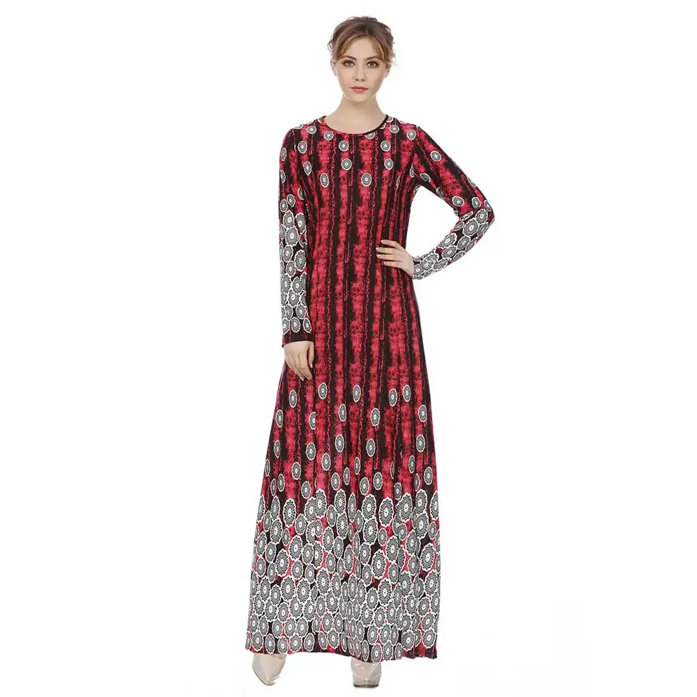 

2019 New Bohemian Retro Women Beach Maxi Dress High Waist Long Sleeve Elegant Party Vestido EID Ramadan Morocco Dresses VKDR1575