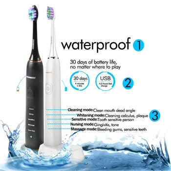 

Waterproof Electric Toothbrush Rechargeable Sonic Electrric Toothbrush Upgraded Ultrasonic Toothbrush
