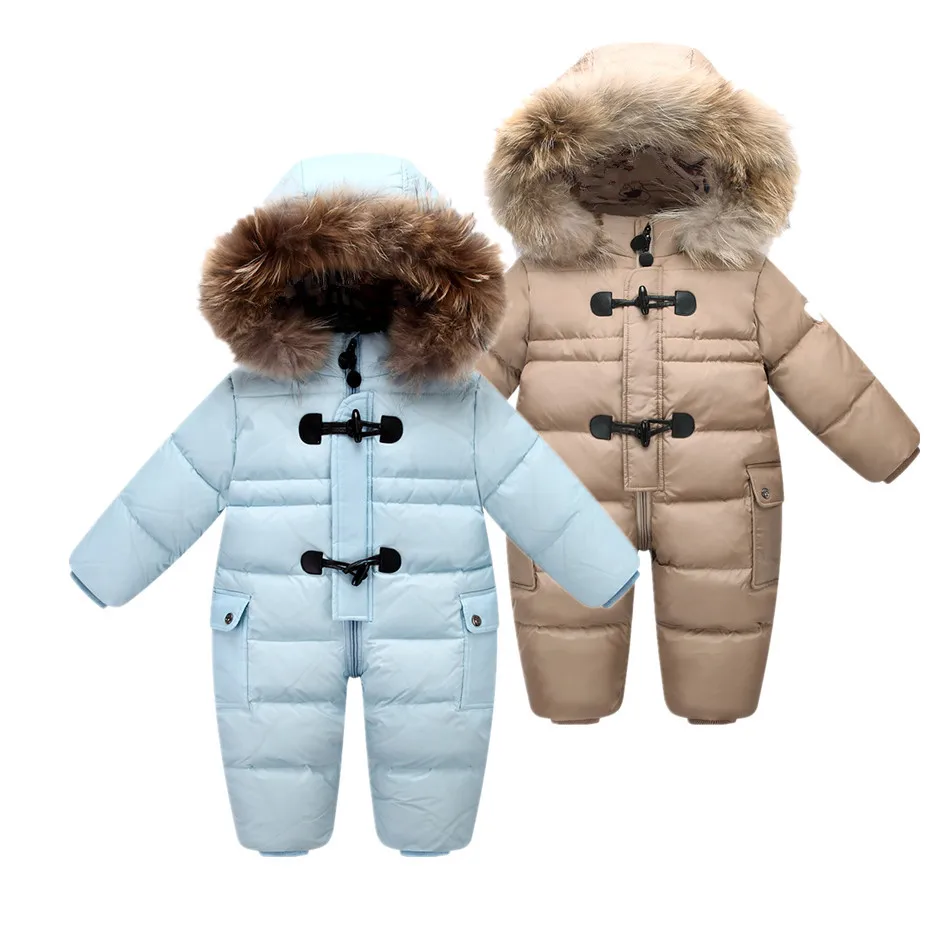 Designed for Russian winter baby snowsuit , 90 duck down jacket for