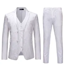 feitong Suits Men Men’s Suit Slim 3-Piece Suit Blazer Business Wedding Party Jacket Vest& Pants