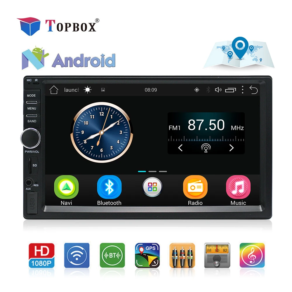

Camecho 2 Din Android GPS Navigation Car Radio Stereo 7''Touch Screen Universal Car Player Wifi Bluetooth USB Audio
