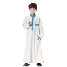 Мусульманская одежда арабский, из Дубая Турция Малайзия кафтан с длинным рукавом Твердые Саудовская Арабский исламский мусульманский Дубай халат для мальчиков 4,17