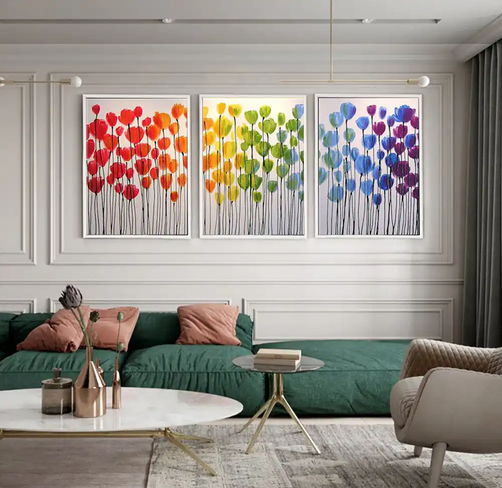 3 piezas, pinturas al óleo abstractas, Cuadros decorativos, pintura al
