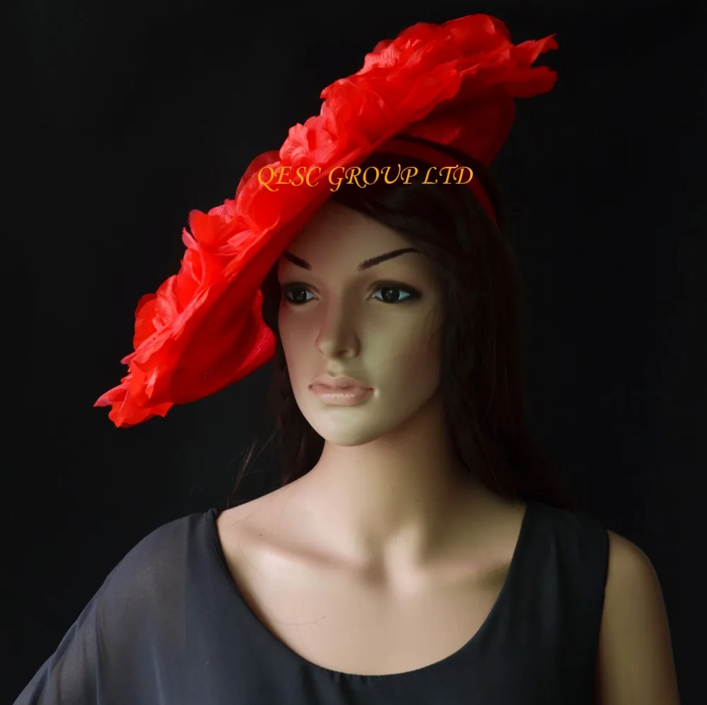 

NEW 4 colors Red big sinamay hat saucer fascinator hat Silk flower fascinator Kentucky derby hat for races,wedding,church,party.