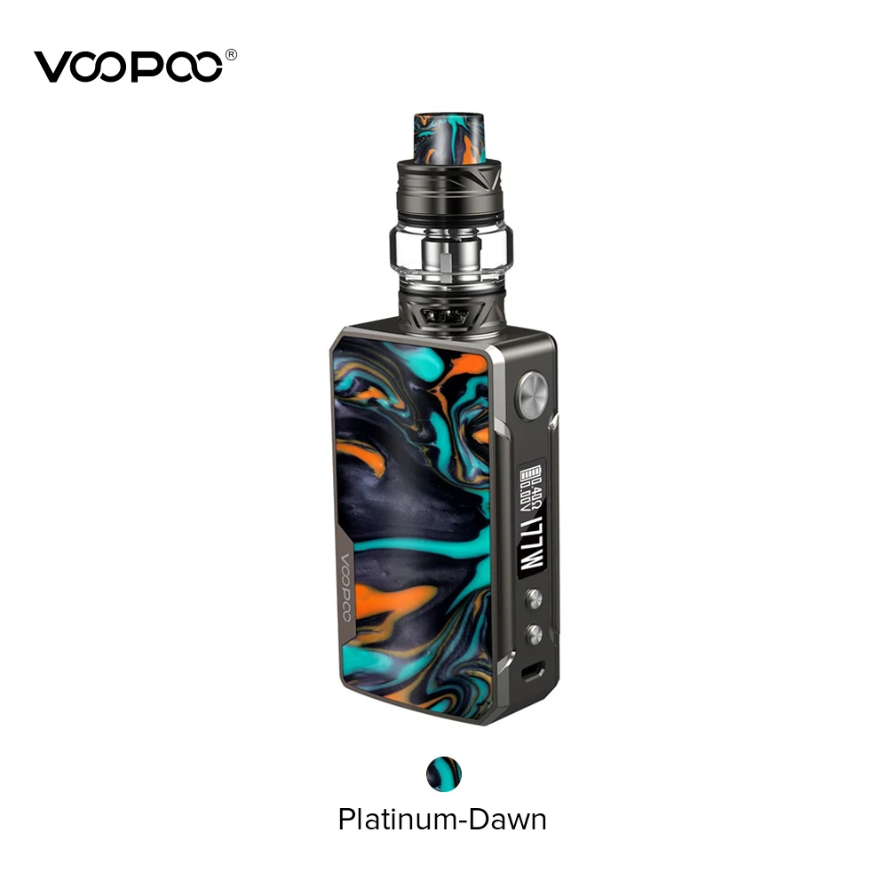 Новейший VOOPOO DRAG 2 комплект из платины с 5 мл Uforce T2 Танк Макс выход 177 Вт Двойной 18650 Батарейный блок мод электронная сигарета комплект - Цвет: Platinum-Dawn