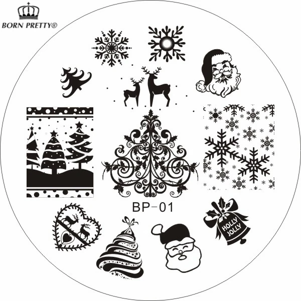 Christmas XMAS Theme Nail Art Stamp Template Image Plate BORN PRETTY BP01 Nail Stamping Plates Set