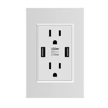 Tomada usb dupla padrão eua, tomada universal de parede dupla 2.1a receptáculo duplo resistente inviolável