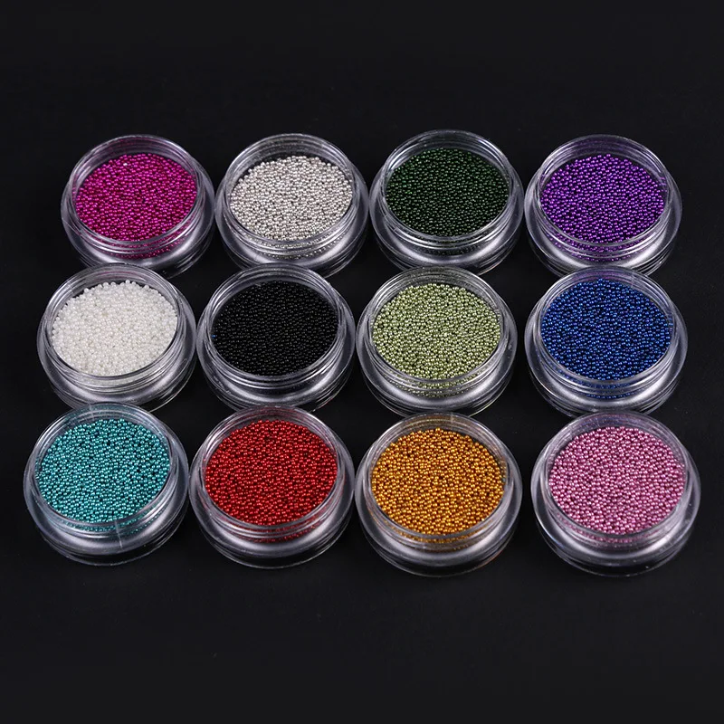 12PCS/ Set Nail Glitter Glass Bead Caviar 3g Nail Beads Nail Art