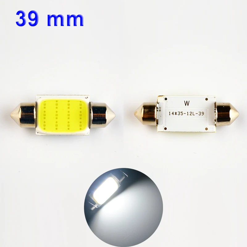 Hipppcron FESTOON COB светодиодный светильник 31 мм 36 мм 39 мм 42 мм C5W DC12V 12 чипов белого цвета автомобильная лампа интерьерный купольный светильник(10 шт