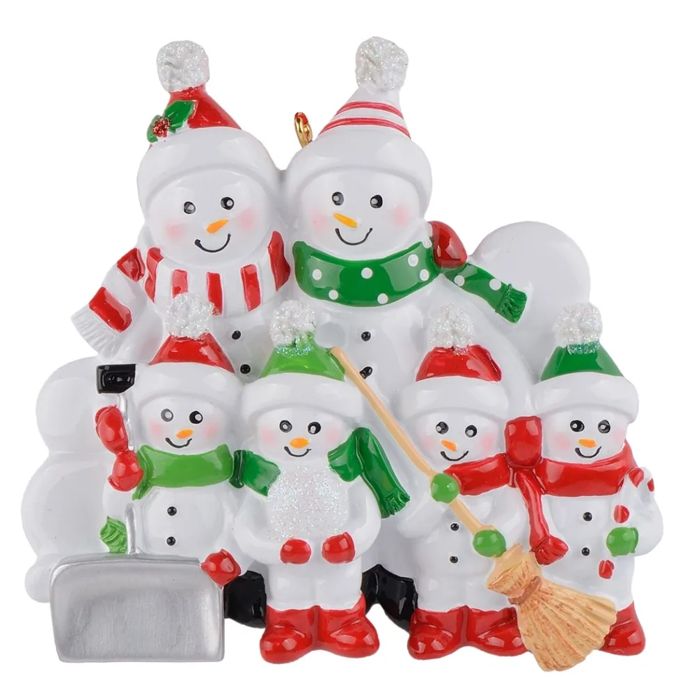 

Resin Snowman Family Shovel of 6 Resin Christmas Tree Ornaments Personalized Gifts Home Holiday Decor Miniature Craft Supplies
