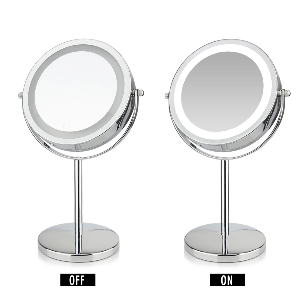Billige Professionelle 17 LEDs Licht Eitelkeit Spiegel 10X Vergrößerungs Einstellbare Make Up Spiegel 7 Zoll Kosmetik Spiegel Doppelseitig Bad Spiegel