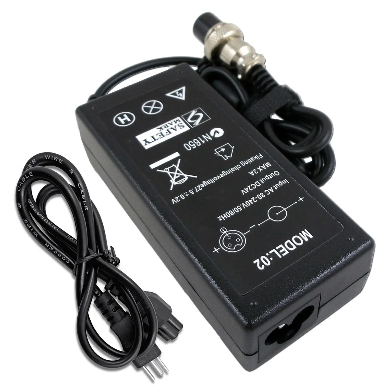 24V 2A Electric Scooter Battery Charger Female 3-Pin Inline For RAZOR E100 E200 E300 E125 E150 E500 AC 80-240V, 50-60Hz 24V 2A Electric Scooter Battery Charger Female 3-Pin Inline For RAZOR E100 E200 E300 E125 E150 E500 AC 80-240V, 50-60Hz