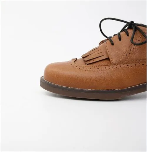 PXELENA/женские оксфорды в британском ретро-стиле; обувь с перфорацией типа «броги» на шнуровке; Женская Повседневная Удобная Обувь для колледжа; цвет коричневый; коллекция года; сезон весна; размеры 34-43