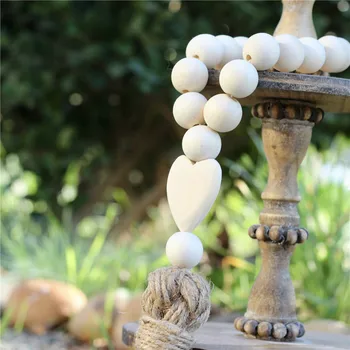 

Nordic Natural Tassel Wood Bead Garland Rustic Chic Decor Living Room/Kids Room Wall Decor Farmhouse Ornament Woven Wall Hanging