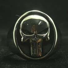 Size 7 To Size 15 Mens Boys 316L Stainless Steel Cool The Punisher Ring