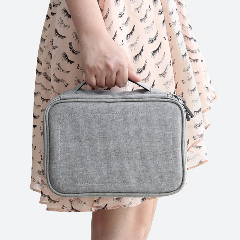 

Newly Electronic Accessories Data Cable Organizer Bag Double Layers Travel USB Charger Storage Case