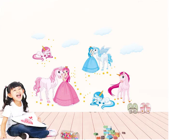 Принцесса Лошадь Съемный Винил детский сад детская одежда для детей девочек