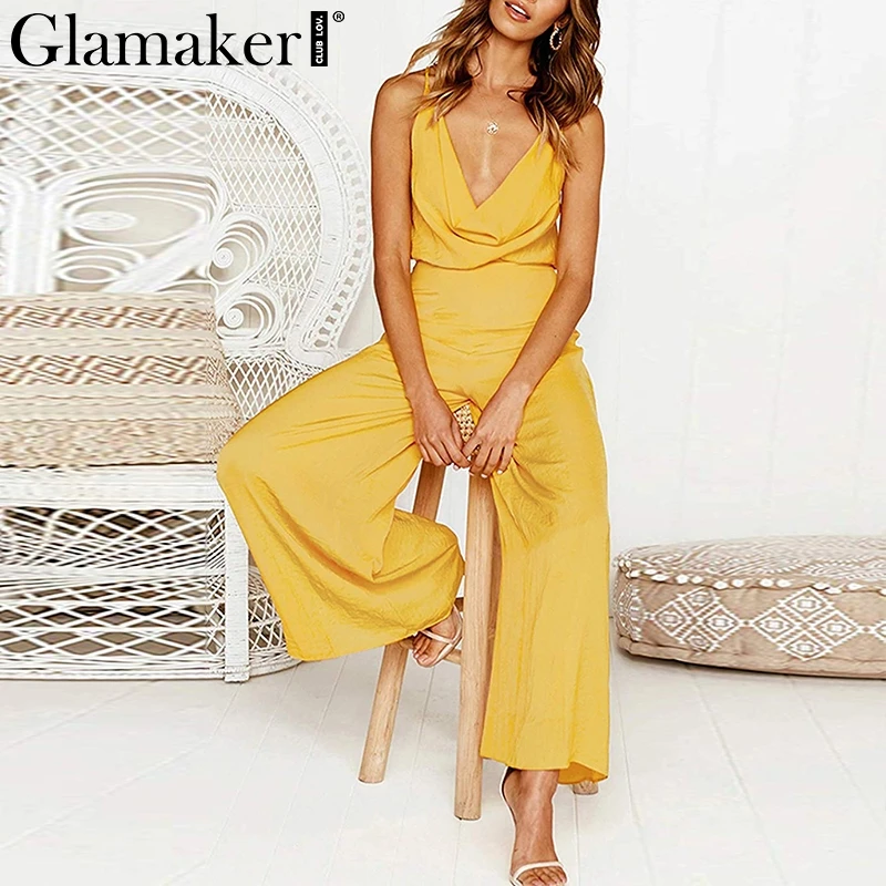 Green Womens Sexy Deep V Neck Beach Baggy Loose Strap