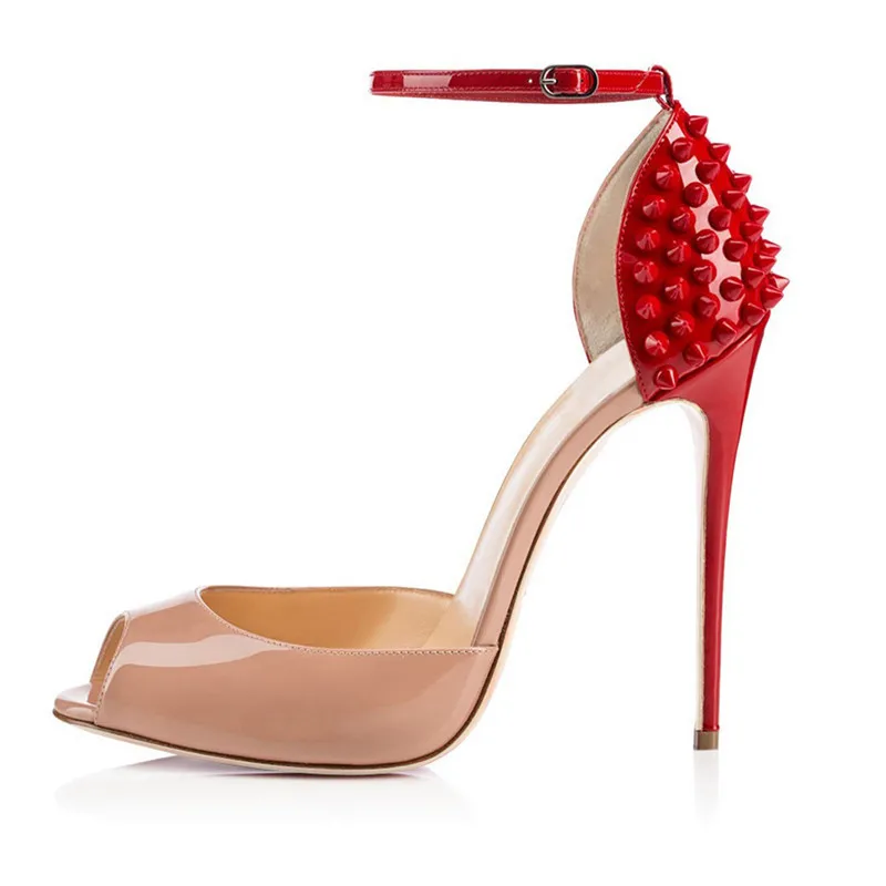 

ARQA Summer 2019 New Fish-mouth Hollow One-word Fastener Rivet Slender Thin High-heeled Women's Sandals Sexy Single Shoes
