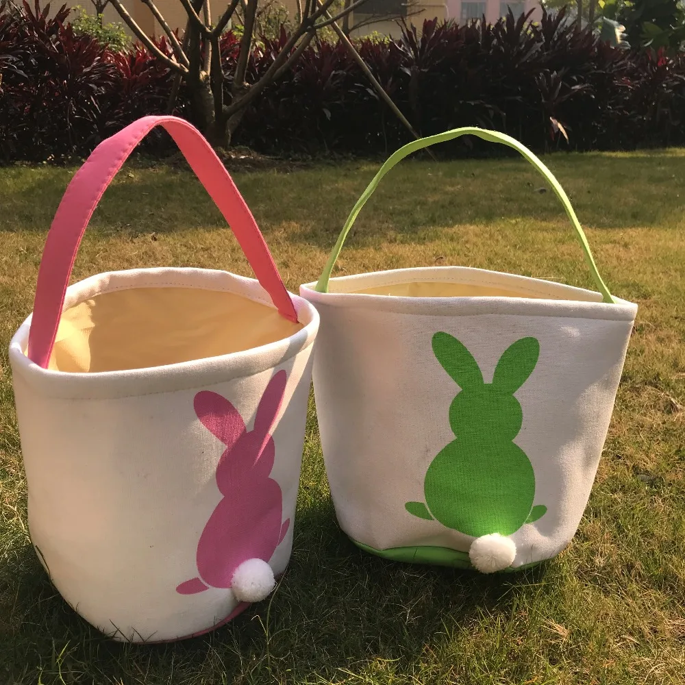 2pcs canvas easter basket bunny ears good quality gift bags 4 color ds