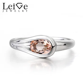 

Leige Jewelry Elegant Ring Natural Pink Morganite Ring Oval Cut Pink Stone Ring 925 Sterling Silver Fine Jewelry Wedding Gifts