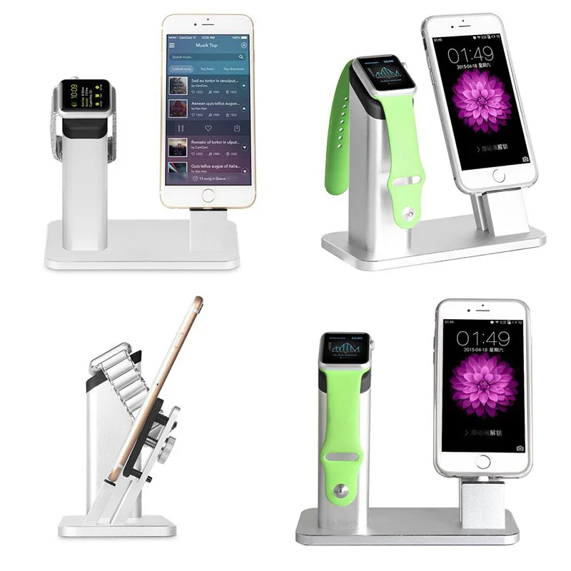 

Apple Watch Series 3 2 Stand, Aluminum Charging stand Dock Station-Support Apple Watch NightStand Mode and iPhone 7/7 plus/Stent