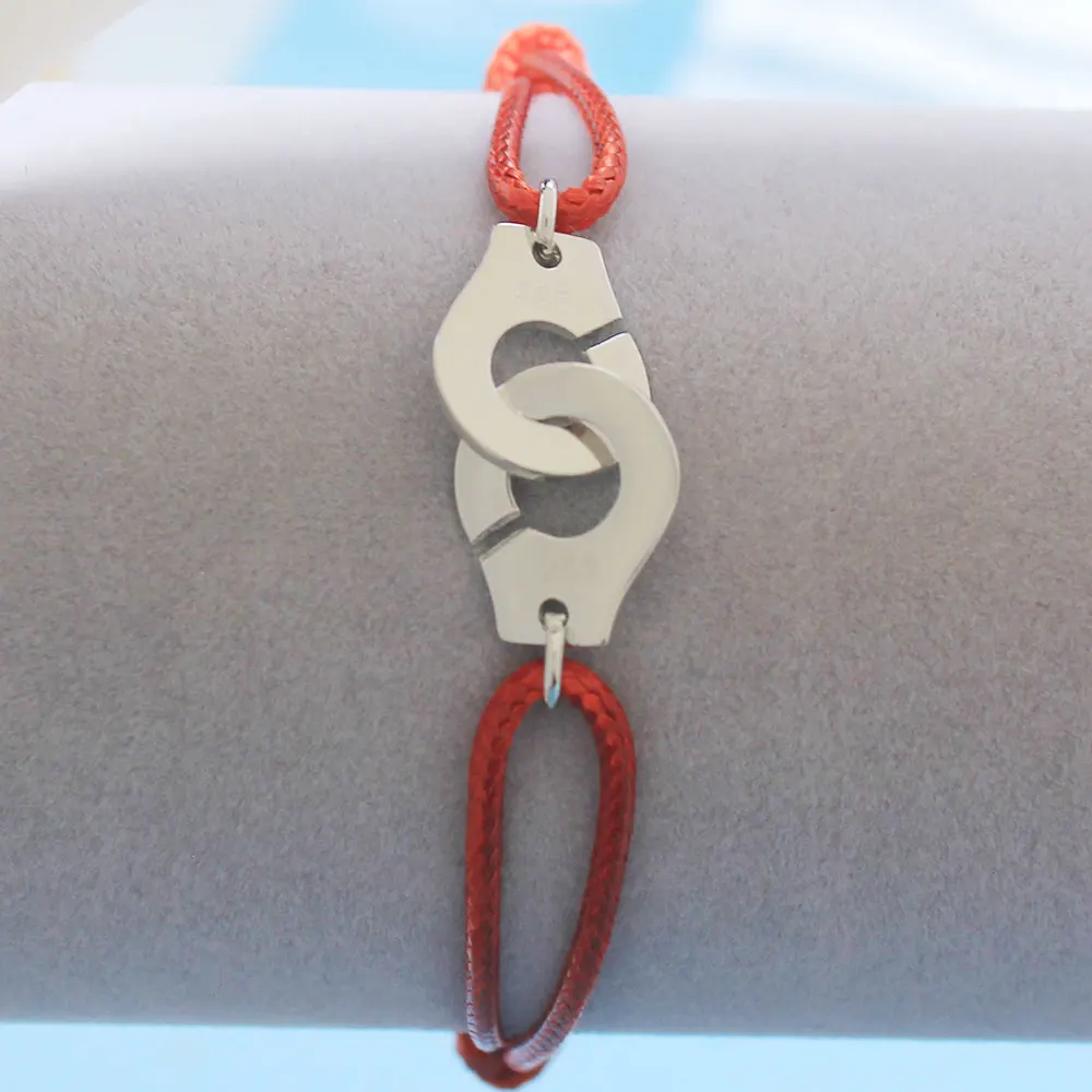 Goede Mannen Sieraden 925 Sterling Zilveren Handboeien Armband Voor Vrouwen Bijoux Met Verstelbare Touw 925 Zilveren Hanger Armband Menottes