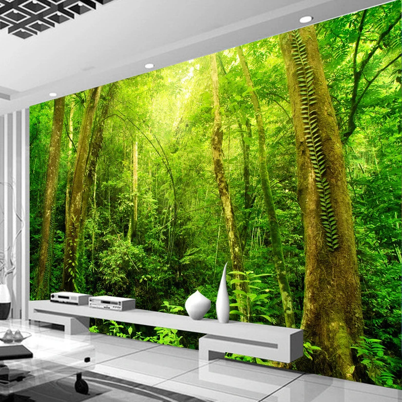 Cenário Natural 3d hd Grande Mural da Parede Floresta Paisagem Foto Papel de Parede Sala Estar Melhoria Casa Personalizado Fresco