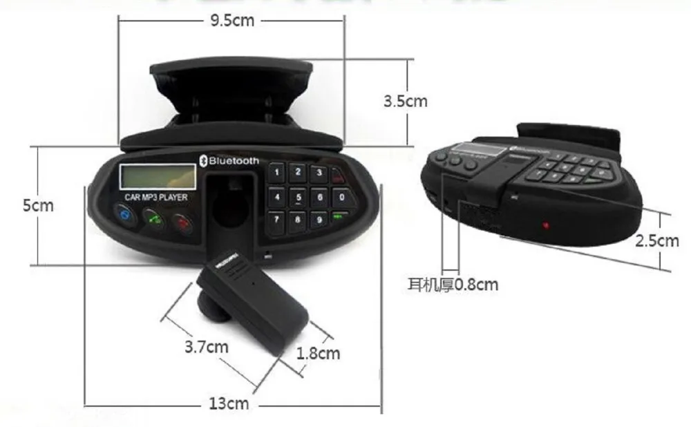 

LCD Display Bluetooth Hands-free Ssteering Wheel FM Transmitter Car MP3 Player Phone Book Caller ID Digital Dial TF Function