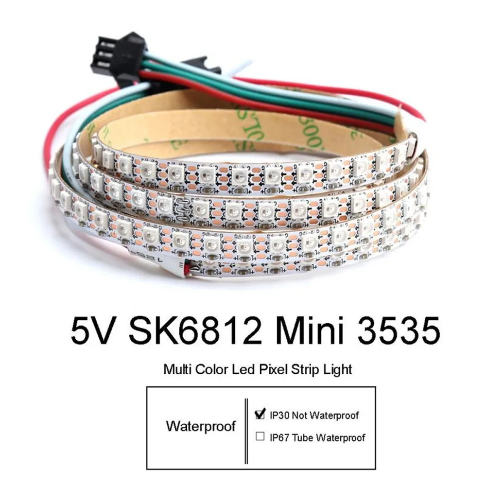 1 м/2 м SK6812 WS2812B 60/144 пикселей 4 мм/7 мм PCB адресуемый SMD3535 мини RGB гибкая светодиодная лента DC5V