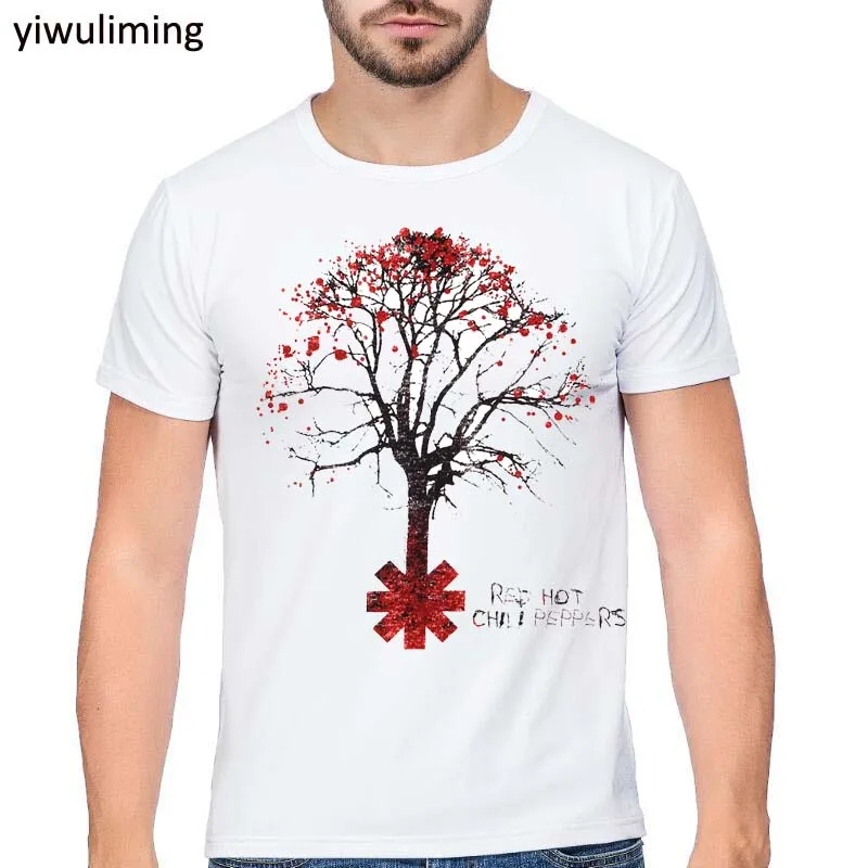 

2019 High Quality Printing Men T Shirt Red Hot Chili Peppers Tree Design T-Shirt Short Sleeve Modal Clothes Cool Tee Tops