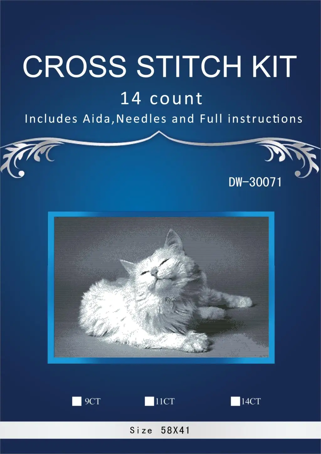

N White Cat,Counted Cross Stitch 14CT Cross Stitch Sets Wholesale cartoon Cross-stitch Kits Embroidery Needlework