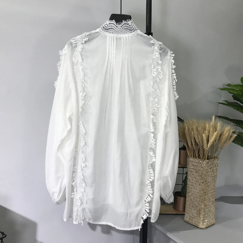 2019 New Korean Summer Long Sleeve Ladies Lace Blouses Elegant Black White Femme Blouse Top 2019 New Korean Summer Long Sleeve Ladies Lace Blouses Elegant Black White Femme Blouse Top