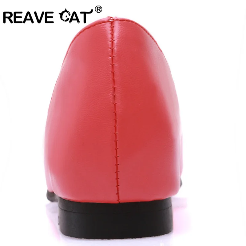 REAVE CAT Ladies shoes Women's flats Big size 31-47 Spring summer Autumn Solid Black Red White Pink Fashion Sweets Party QL5270