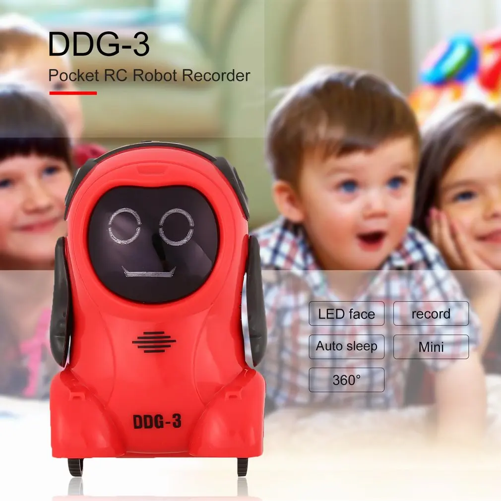 Mini Pocket Voice Recording RC Robot Intelligent Smart RC Robot Recorder Arm Wheeling 360 Rotating RC Toys for Kids Gifts