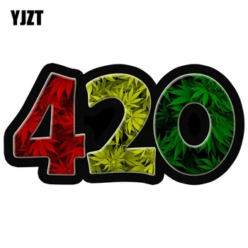 

YJZT 13.5CMX6.9CM 420 Weed Leaf Leaves Dank Funny Reflective Car Stickers Motorcycle Decals C1-6074